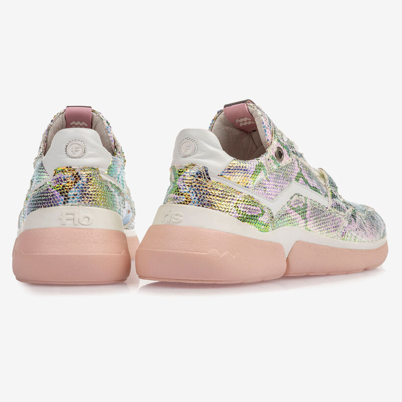 Sneaker met groen/gouden metallicprint