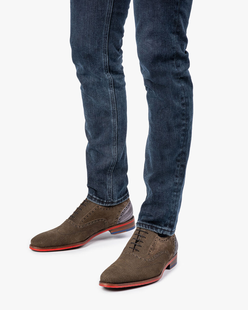 Lace shoe dark green with print