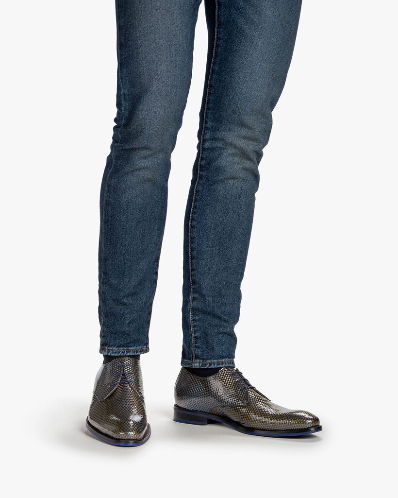 Veterschoen lakleer blauw