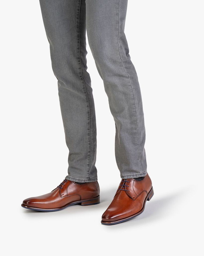 Veterschoen kalfsleer cognac