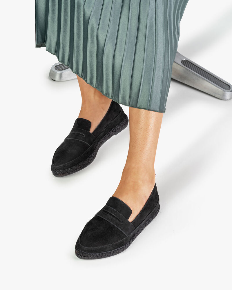 Espadrille su&egrave;de zwart