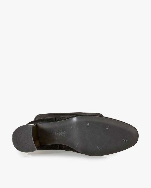 Black suede leather high boots