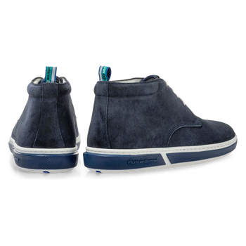 Dark blue suede leather lace boot