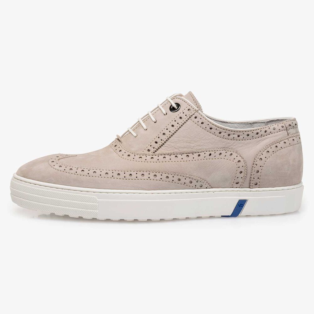 Lichtgrijze nubuck brogue