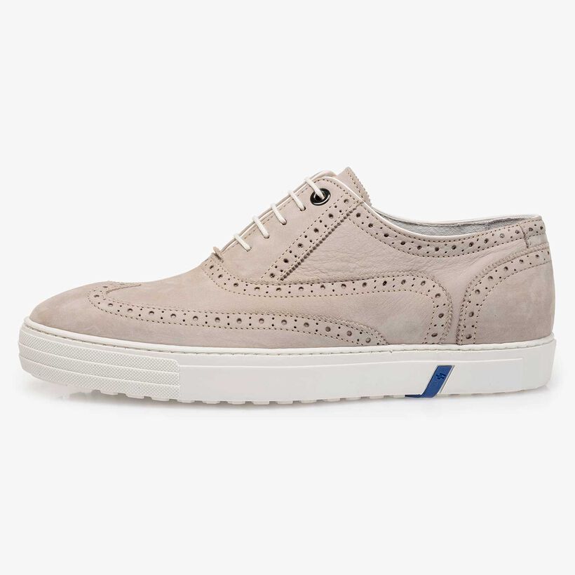 Lichtgrijze nubuck brogue
