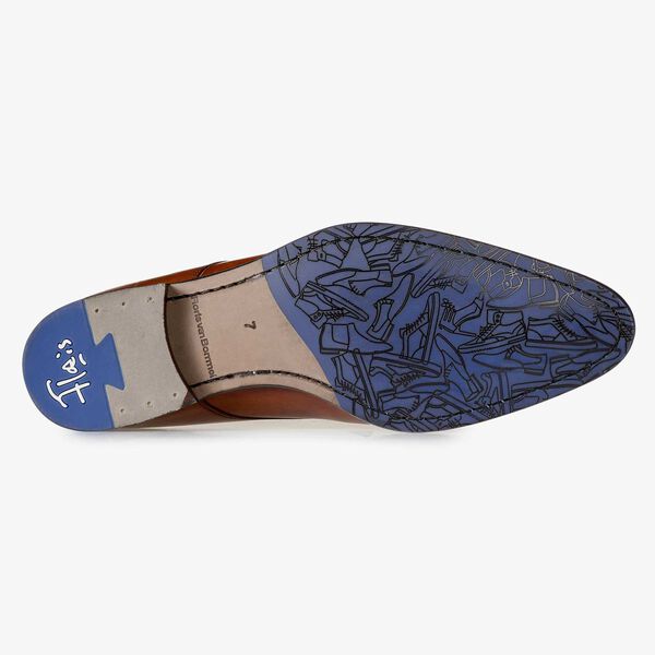 Cognac veterschoen met brogue details