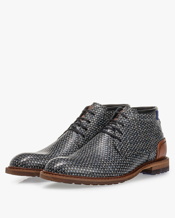 Lace boot leather black/white