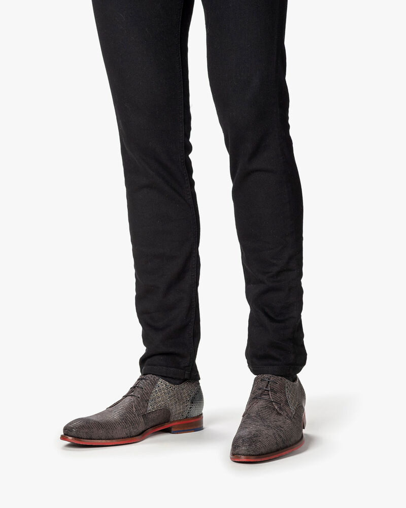 Lace shoe printed suede grey