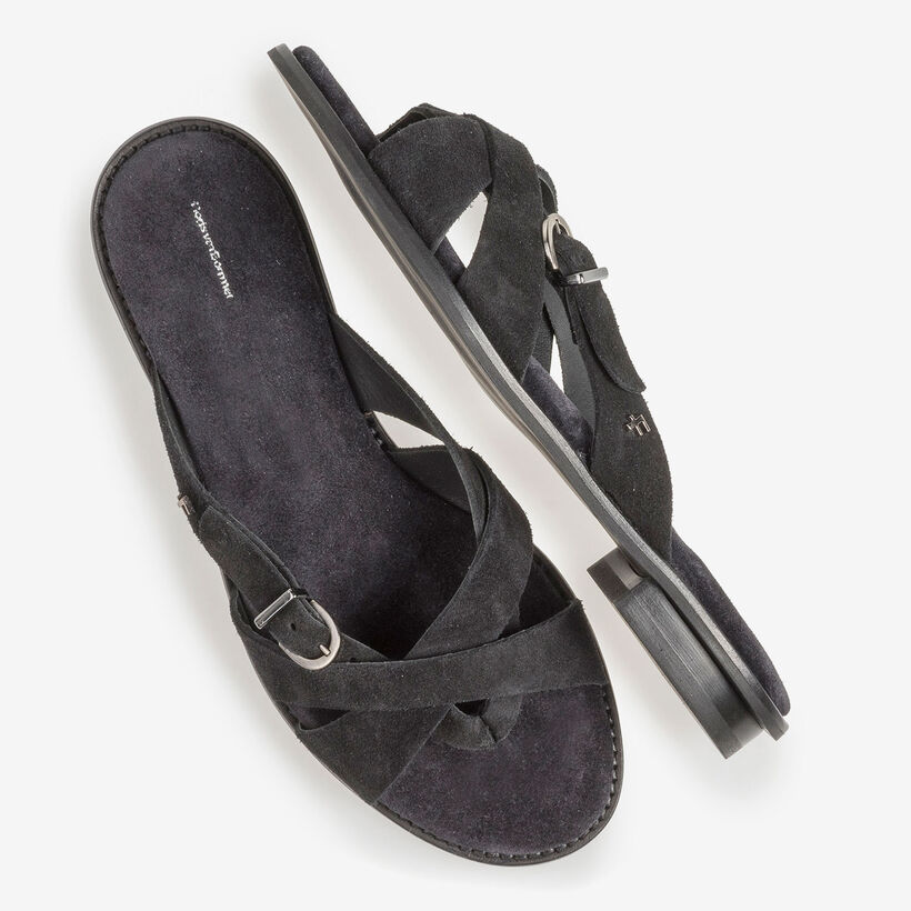 Zwarte su&egrave;de slipper