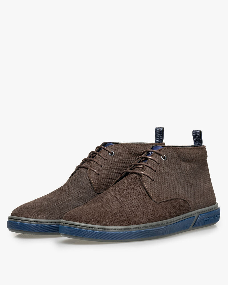 Lace boot printed leather brown