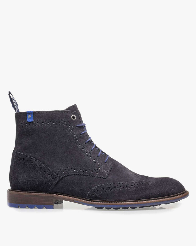 Donkerblauwe kalfssu&egrave;de veterboot