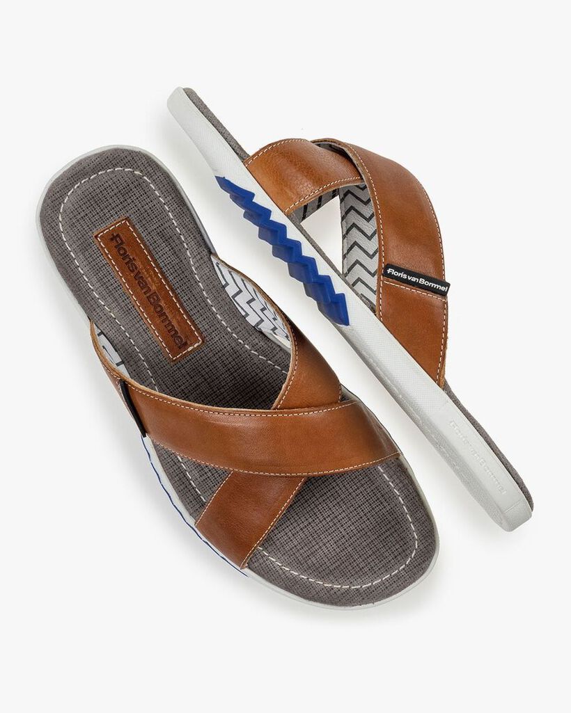 Slipper calf leather cognac