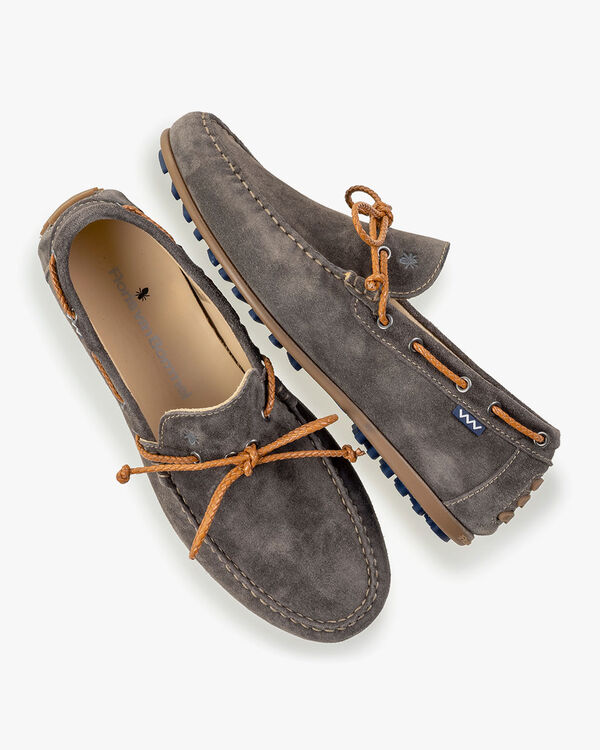 Mocassin su&egrave;de donkergrijs