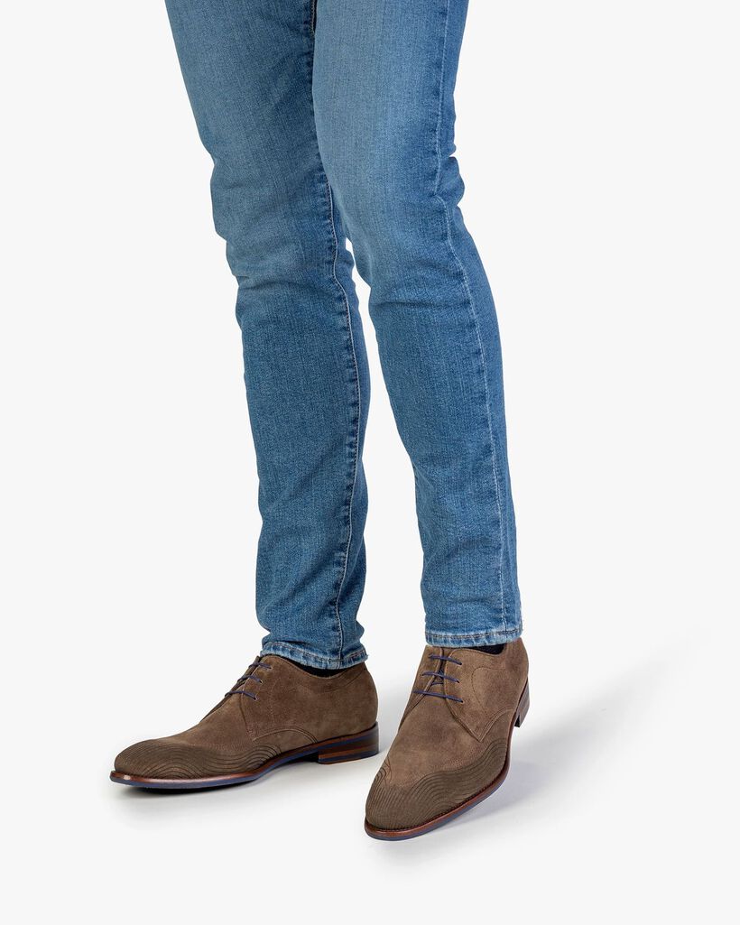 Veterschoen su&egrave;de taupe