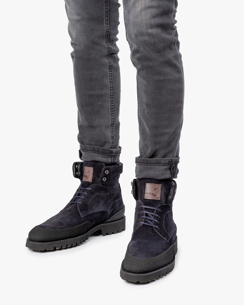 Veterboot blauw su&egrave;de