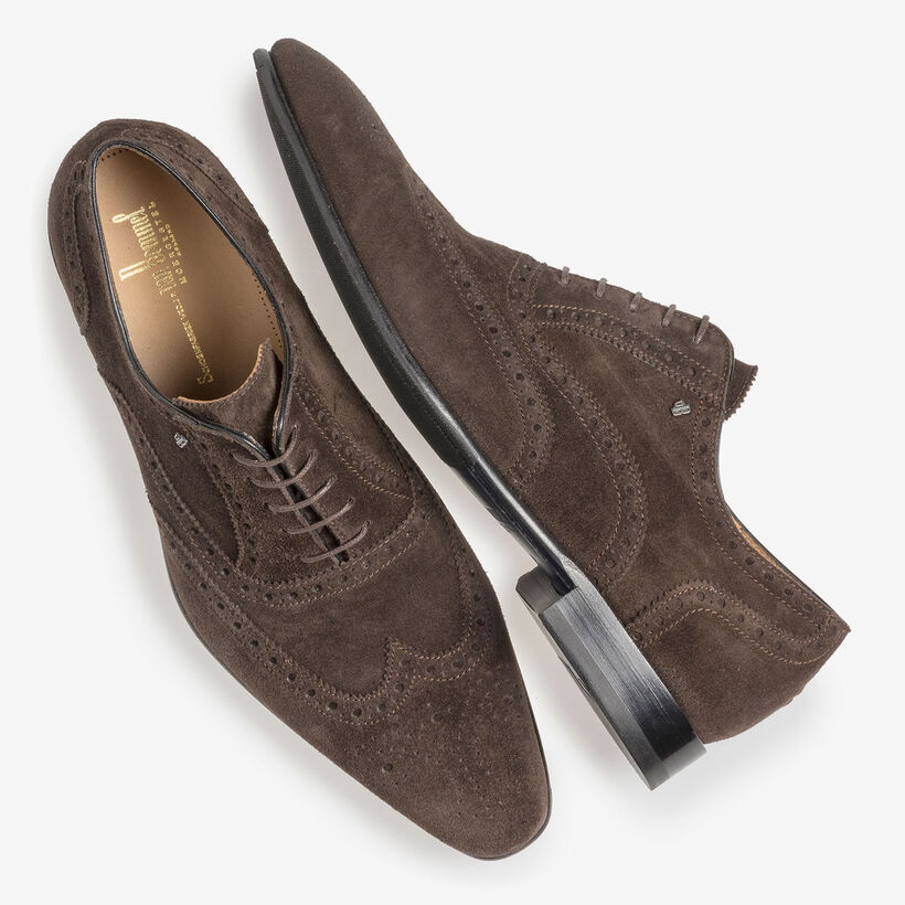 Donkerbruine su&egrave;de brogue