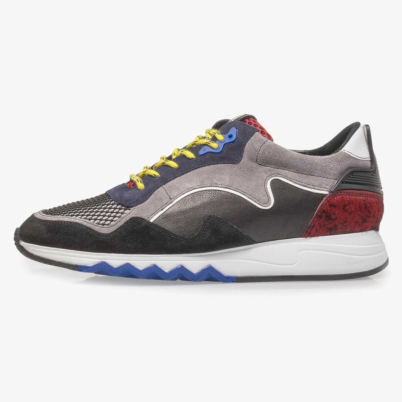 Su&egrave;de sneaker zwart/rood