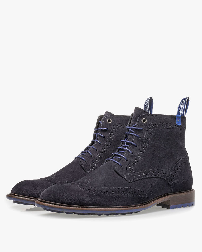 Donkerblauwe kalfssu&egrave;de veterboot