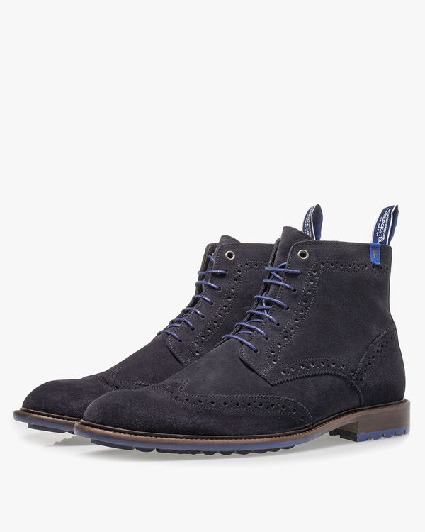 Donkerblauwe kalfssu&egrave;de veterboot