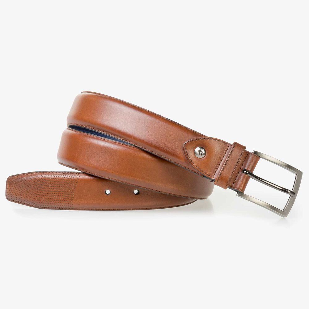 Kalfsleren riem donker cognac