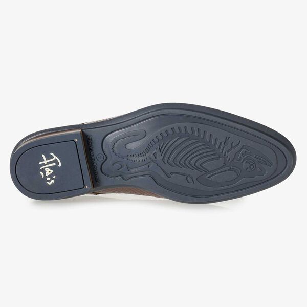 Leren veterboot met rubberen zool