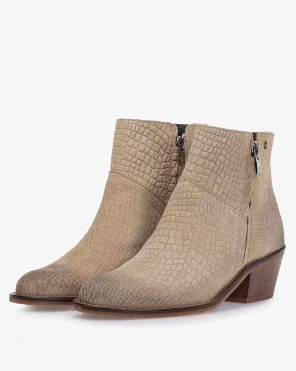 Enkellaars su&egrave;de beige