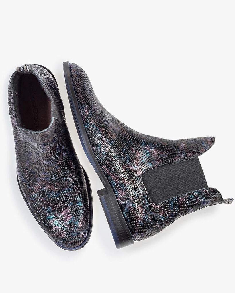 Chelsea boot crocoprint blauw