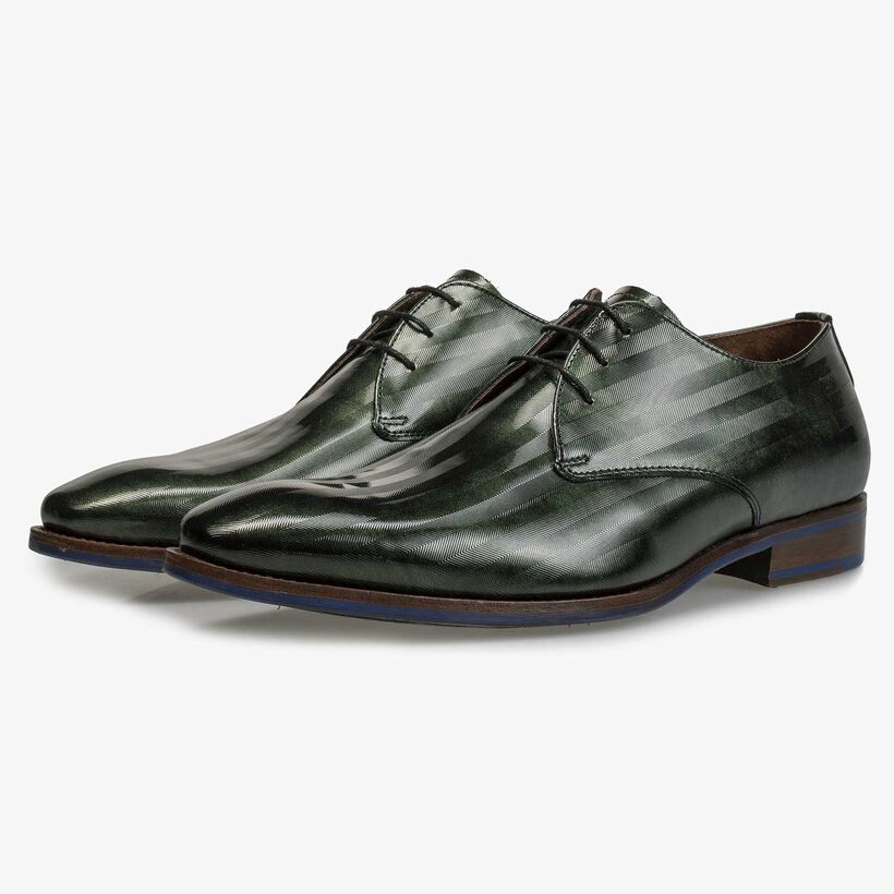 Premium groene lakleren veterschoen