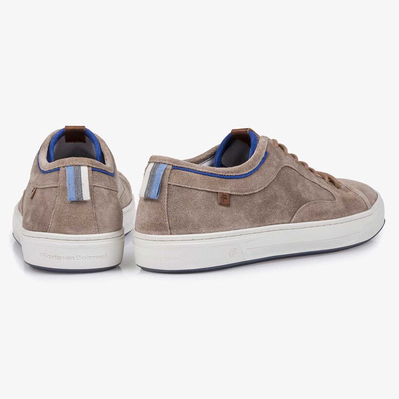 Taupe-coloured washed suede leather sneaker