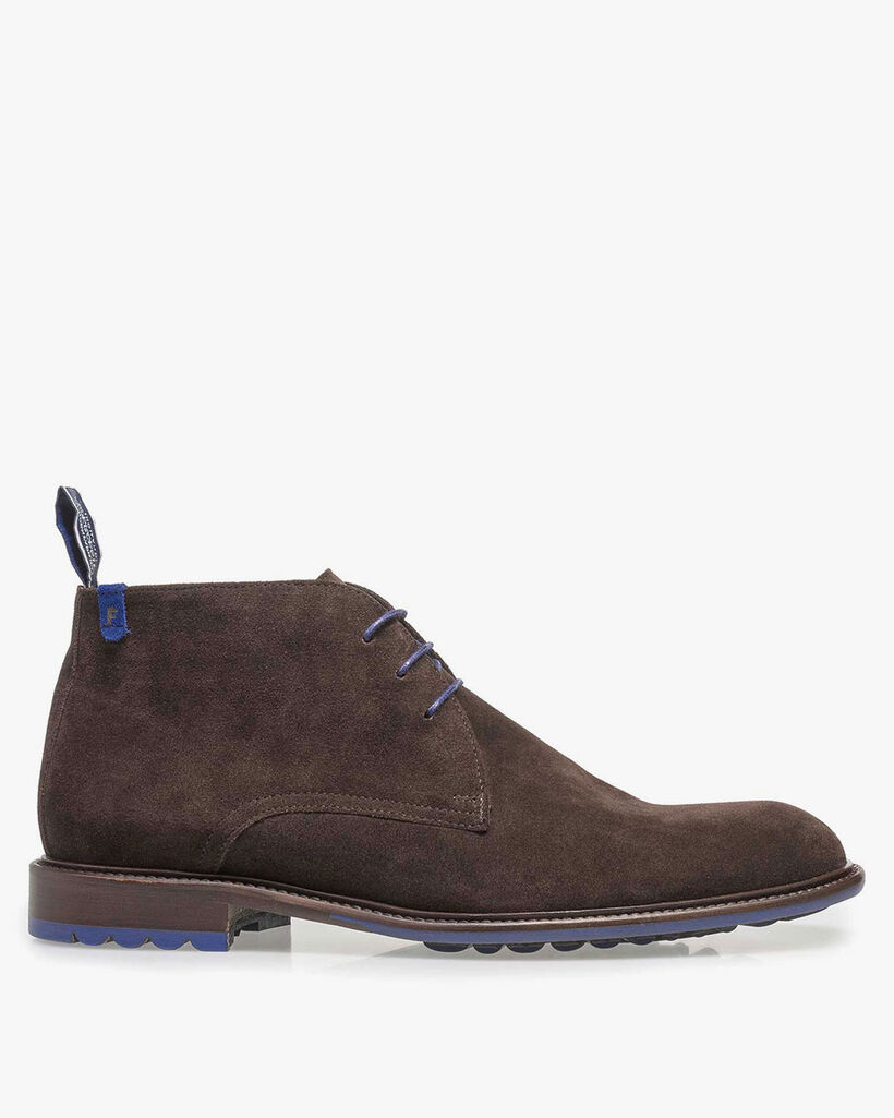 Lace boot suede leather dark brown