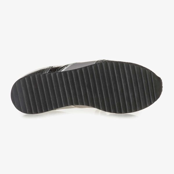 Donkerzilveren metallic leren sneaker