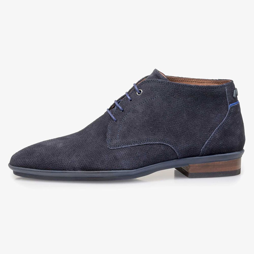 Blauwe su&egrave;de veterschoen