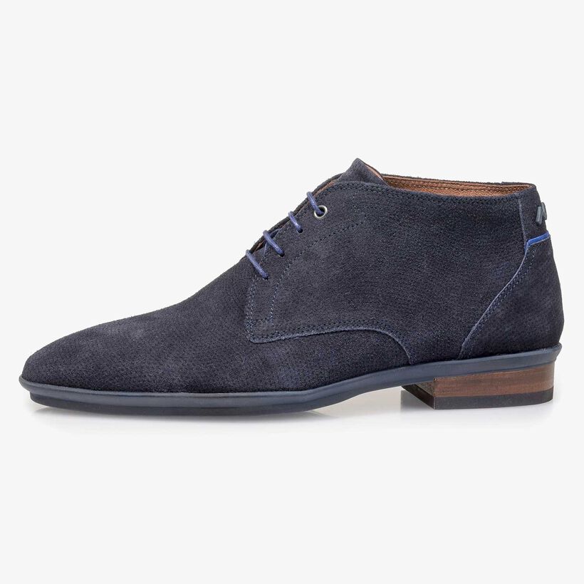 Blauwe su&egrave;de veterschoen