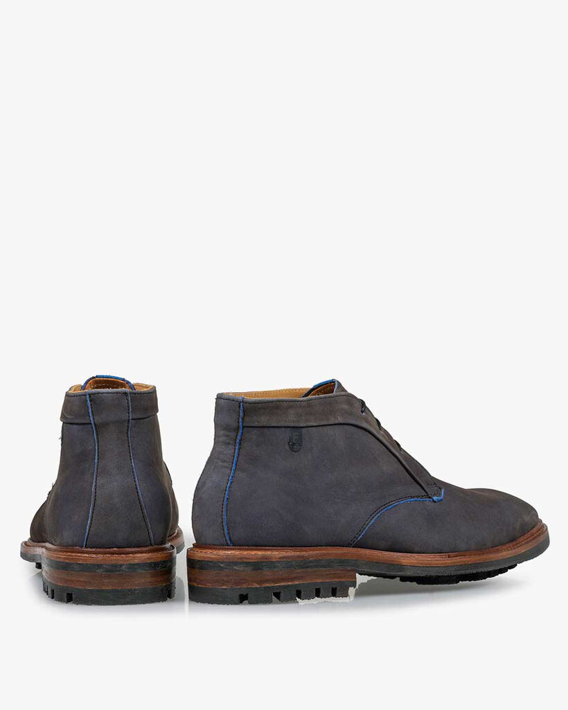 Lace boot nubuck leather dark blue