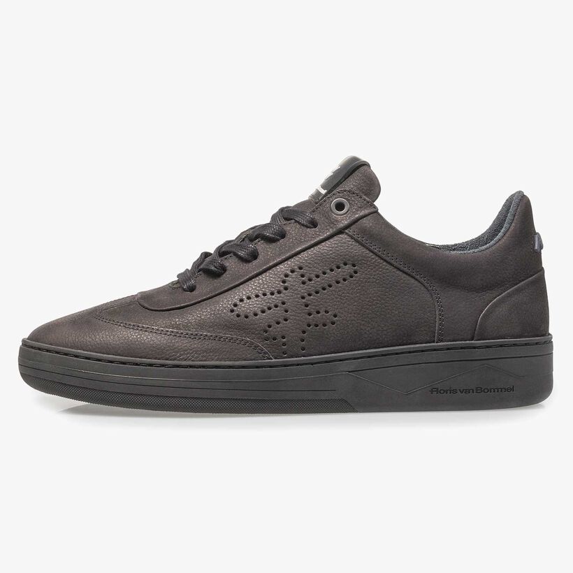 Zwarte nubuckleren sneaker met print
