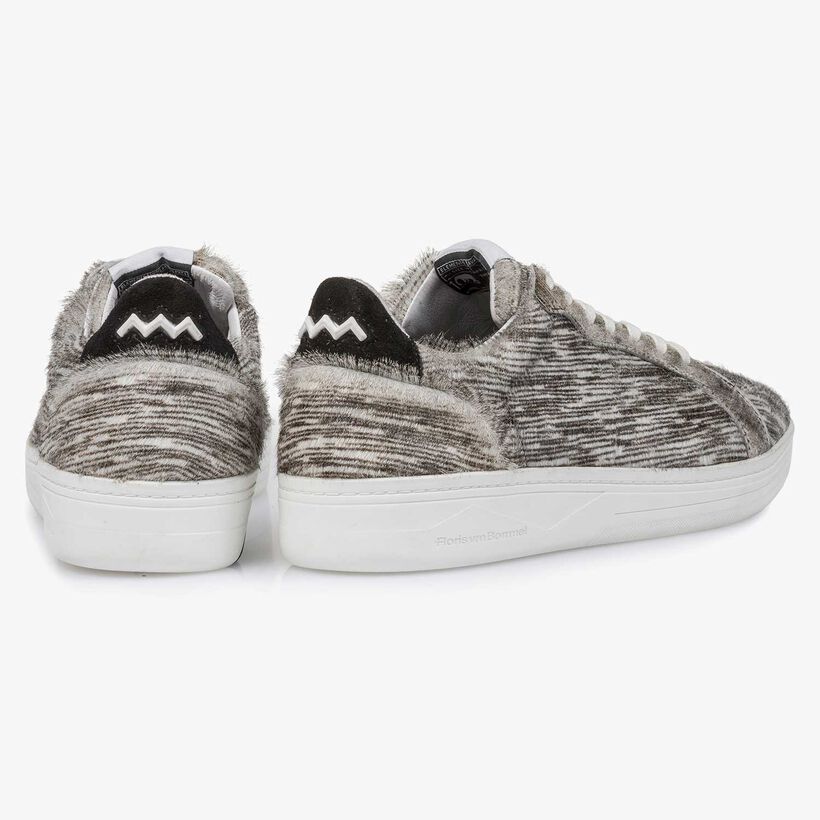 Premium off-white pony hair sneaker with striped pattern