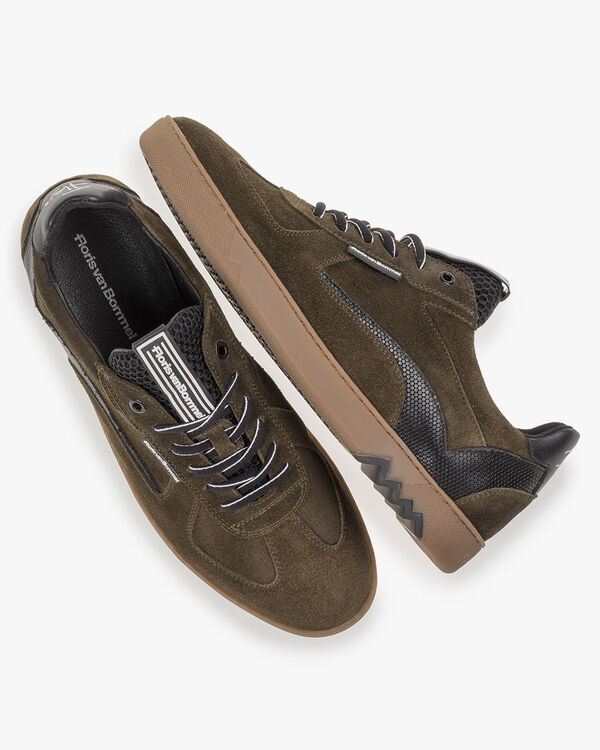 Sneaker su&egrave;de donkergroen