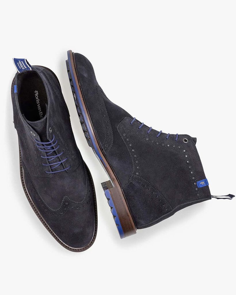 Donkerblauwe kalfssu&egrave;de veterboot