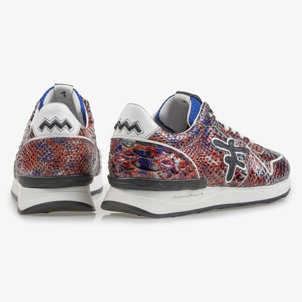 Rode lakleren sneaker met snakeprint