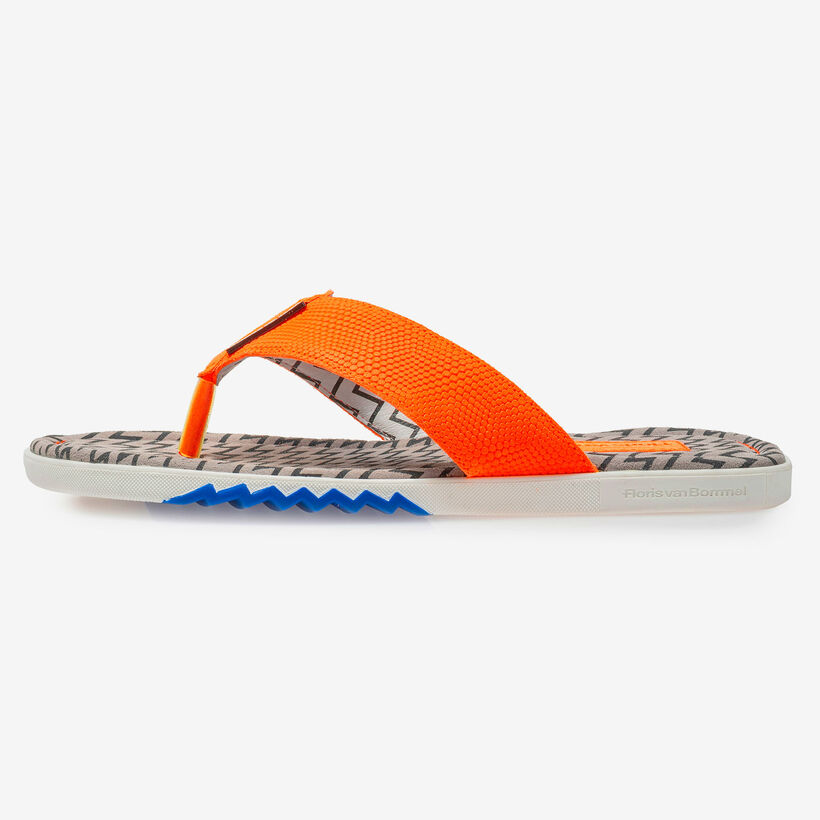 Su&egrave;de teenslipper oranje met print