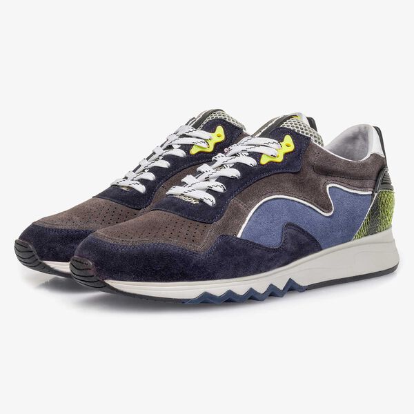 Su&egrave;de sneaker geel/blauw