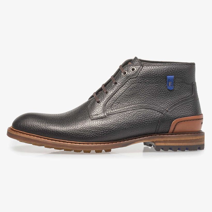Zwarte leren veterboot met print