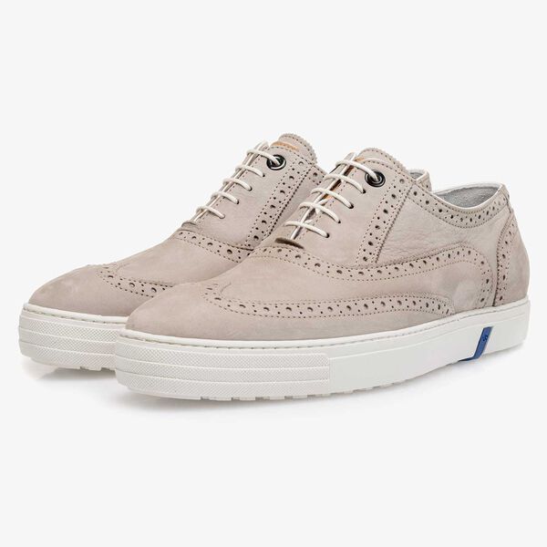 Lichtgrijze nubuck brogue