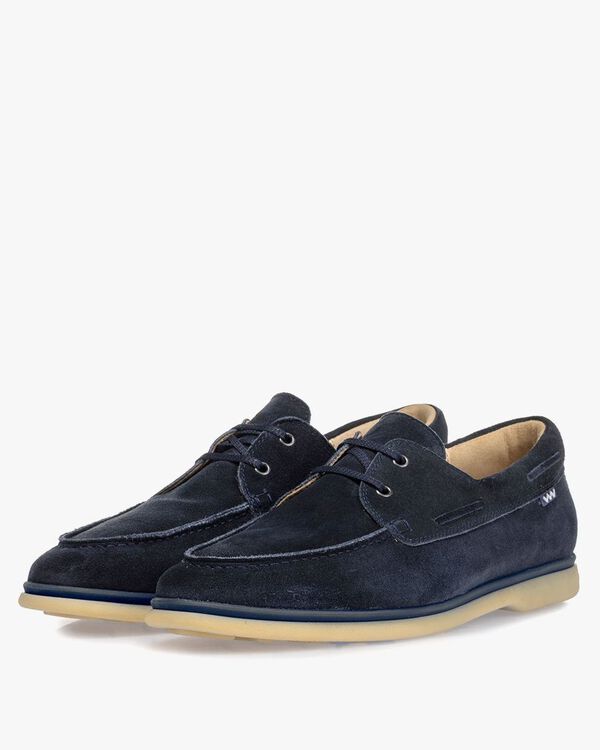Boat shoe suede leather blue