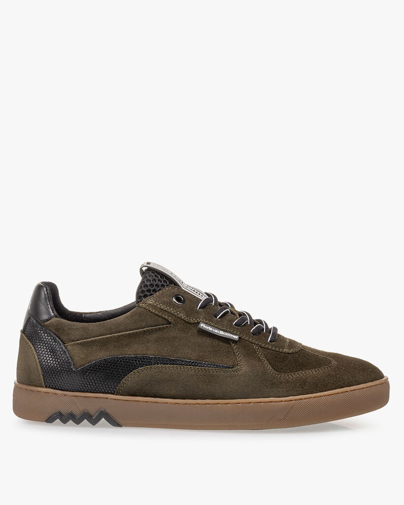 Sneaker su&egrave;de donkergroen
