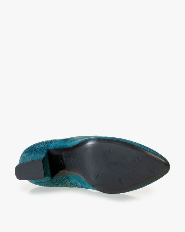 Blauwe enkellaars met metallicprint