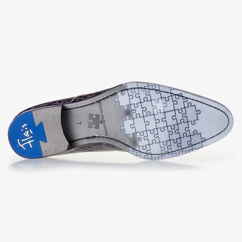 Premium donkergrijze veterschoen van lakleer 
