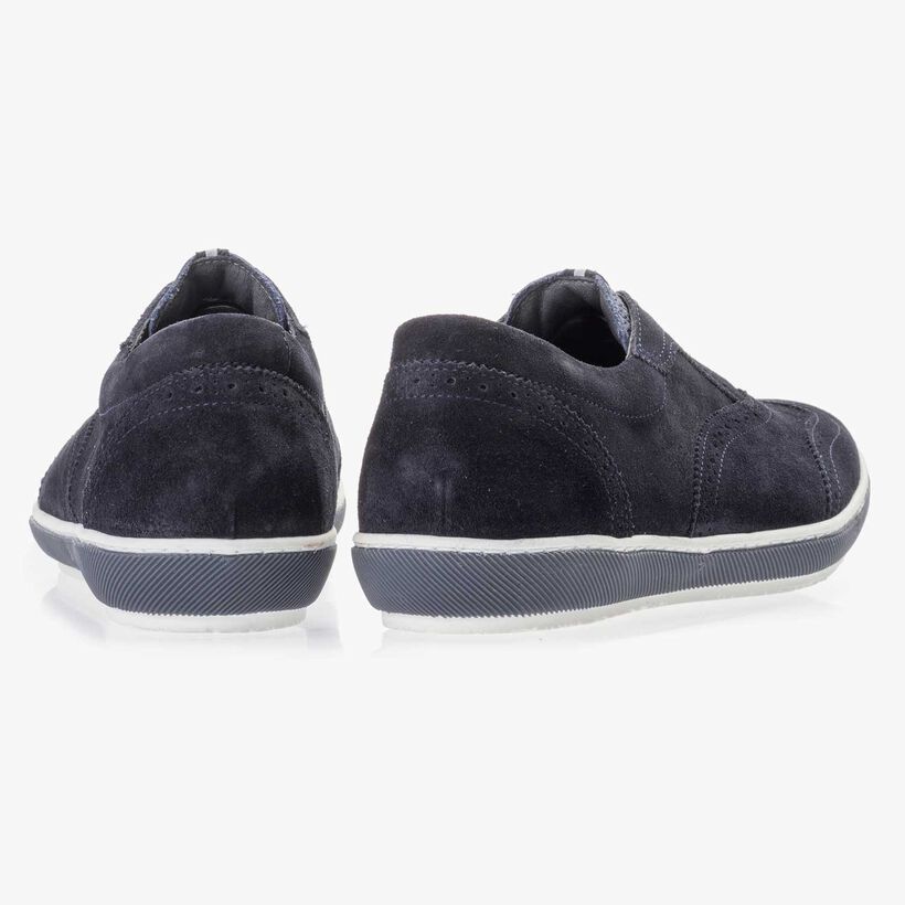 Dark blue suede leather brogue shoe