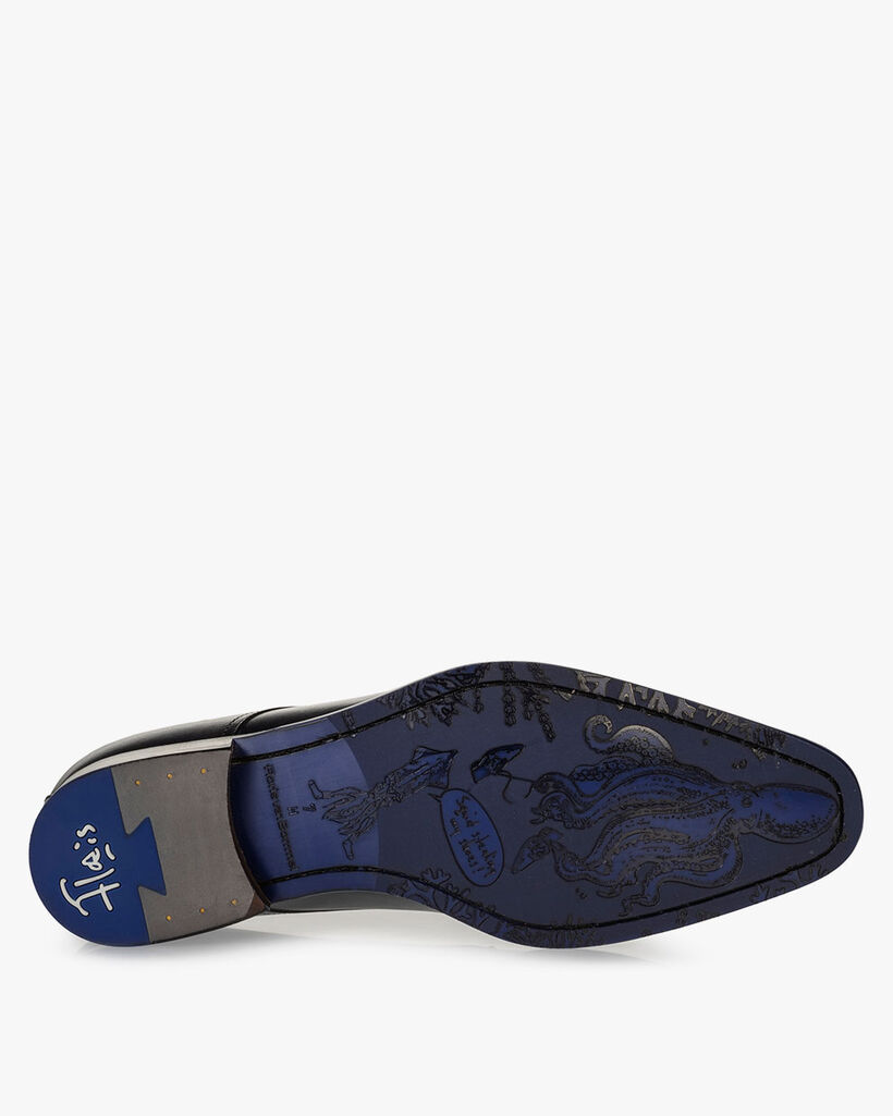 Veterschoen kalfsleer donkerblauw