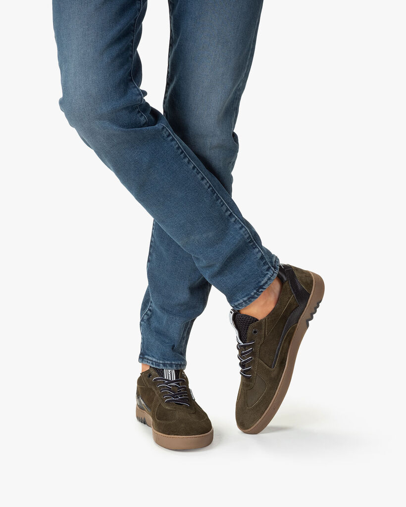 Sneaker su&egrave;de donkergroen